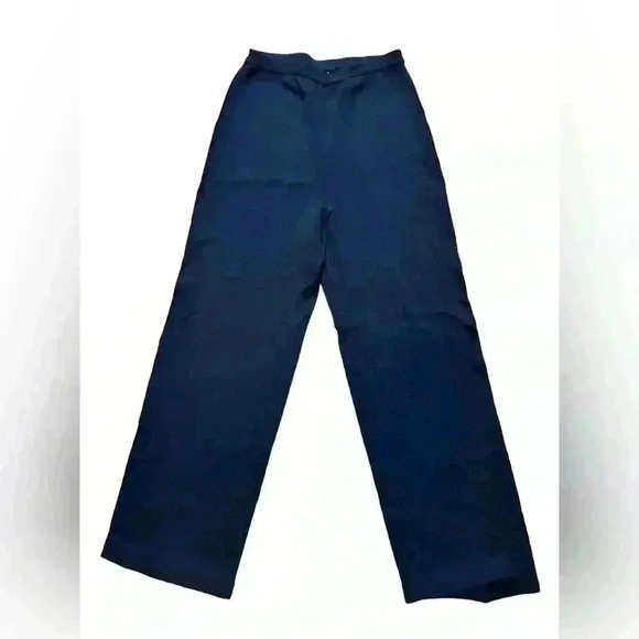 Adrianna Papell Size M Black Ribbed Wide Leg Pants Pull On Elastic - Picture 1 of 5